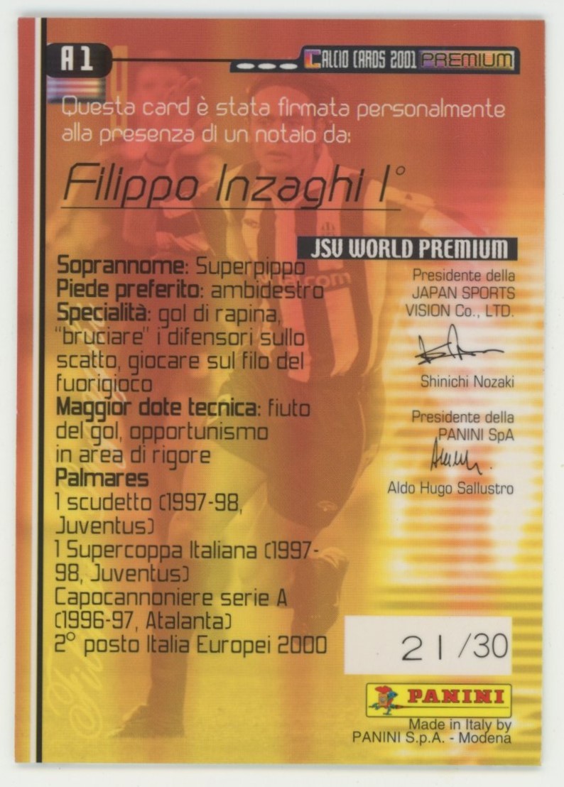 Filippo Inzaghi/インザーギ】2001 Panini | JChere雅虎拍卖代购