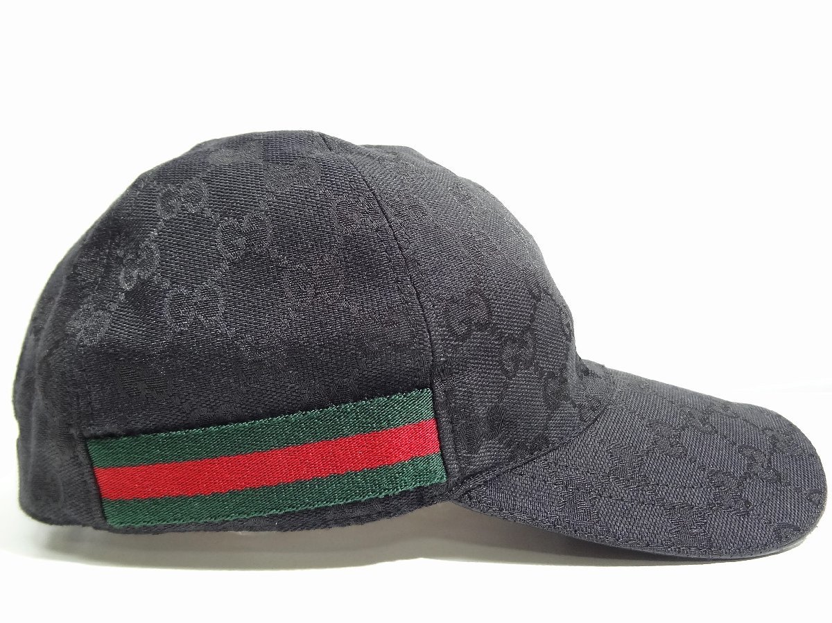 GUCCI グッチ オリジナルGGキャンバス シェリーライン ベースボールキャップ ブラック M58cm 200035 帽子 Gucci ☆P_画像3