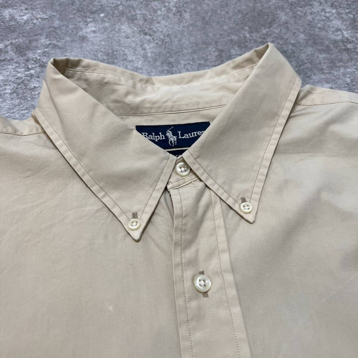 ラルフローレン☆ワンポイント刺繍ロゴ半袖ビッグライトチノボタンダウンシャツ　半袖シャツ