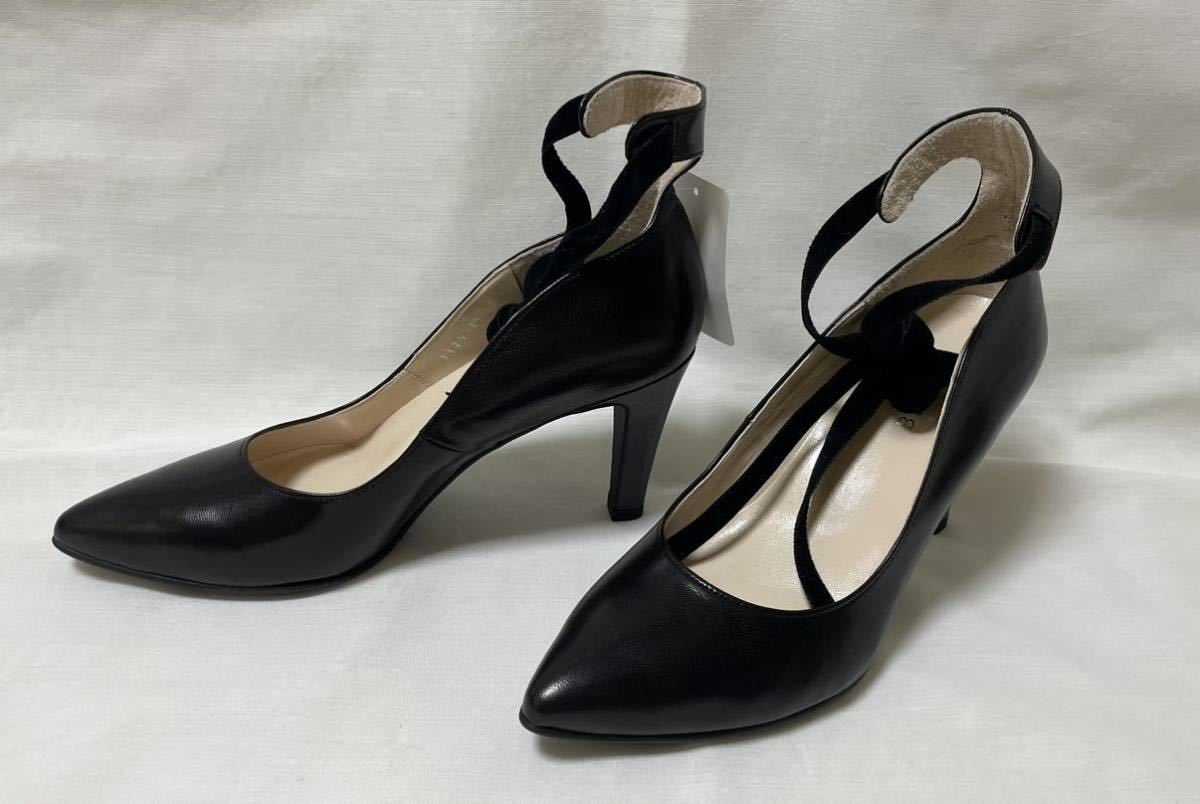 ◇新品22◇BENEBISベネビス◇アンクルリボンブラックパンプス＊