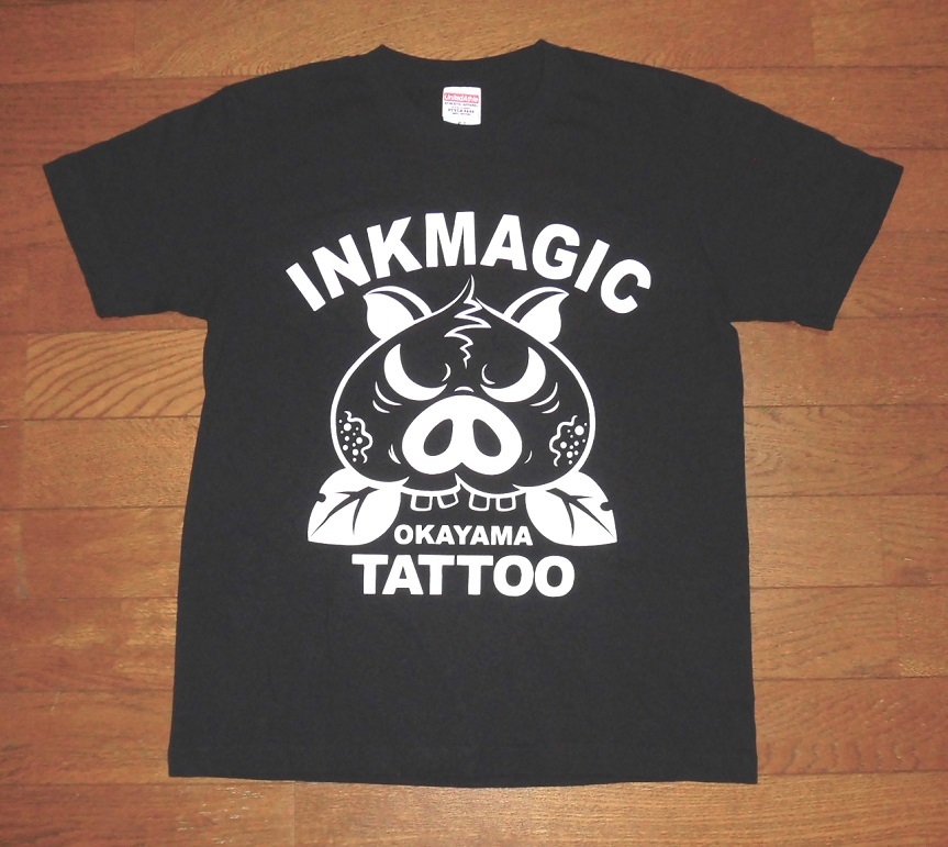 INK MAGIC TATTOO OKAYAMA インクマジック タトゥー 岡山 Tシャツ 半袖 コットン カットソー BLK S 使用僅 ほぼ未使用 美品1/刺青 入墨_画像1