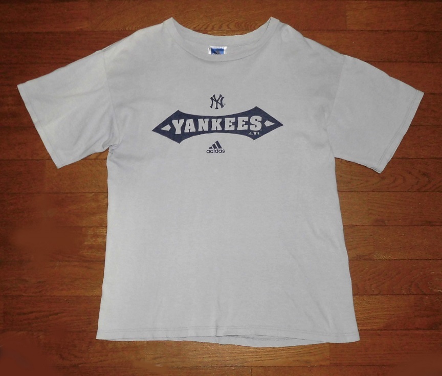 adidas アディダス MLB NewYork Yankees ニューヨーク ヤンキース Tシャツ ヴィンテージ オールド USA製 GRY M USED メジャーリーグ_画像1