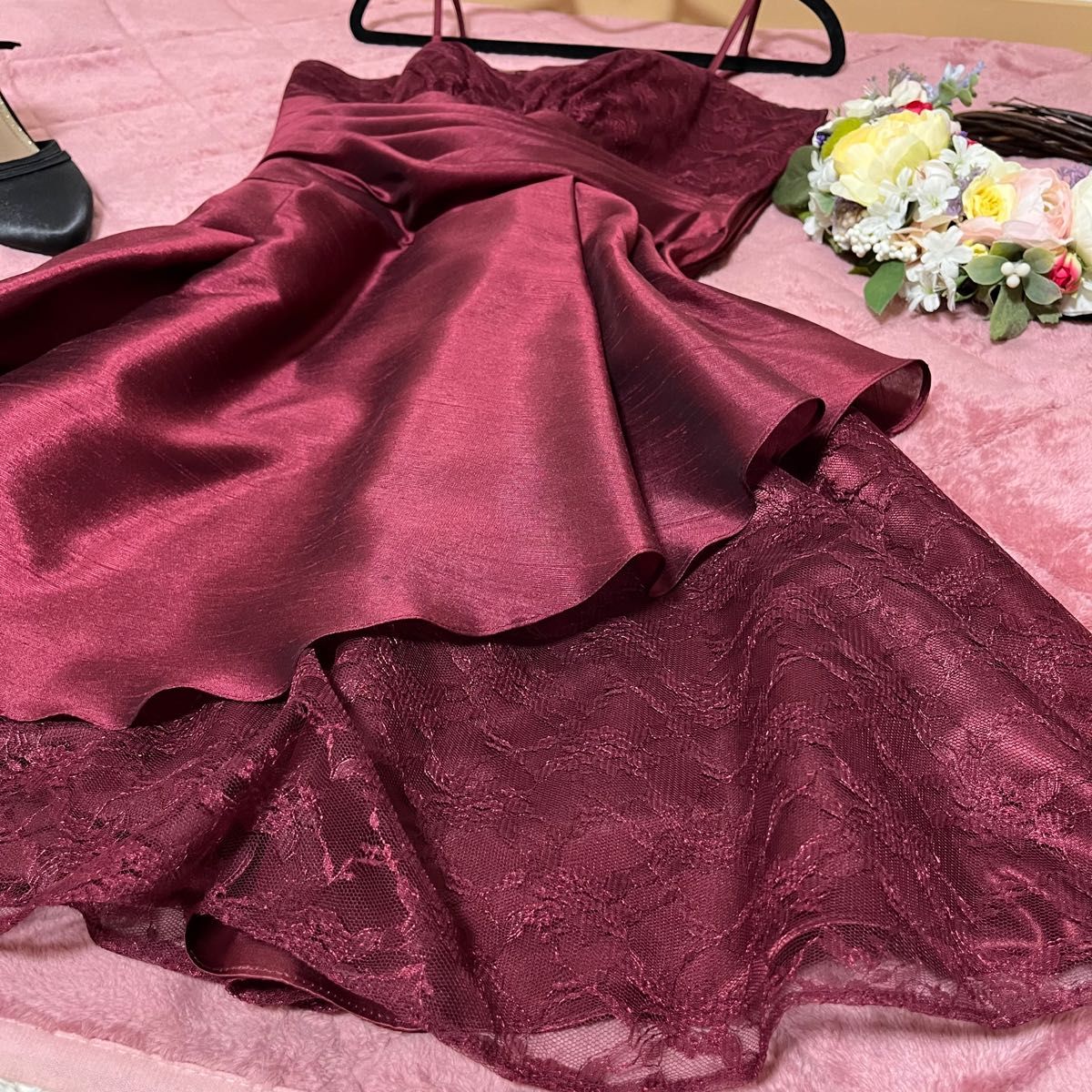 ロン・都パーティードレス 結婚式 レース柄 ウェディング お色直し フォーマルドレス