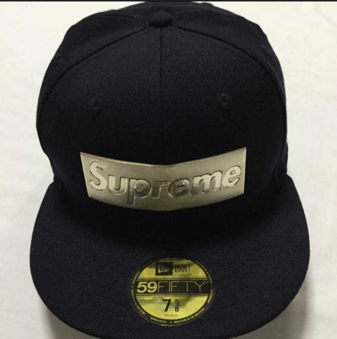 超希少 Supreme　シュプリーム box Logo Cap ロゴ ニューエラ キャップ 7 5/8 ブラック 黒 キャップ 帽子 正規品 ボックスロゴ BLACK