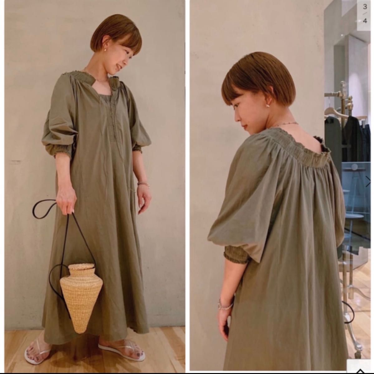 Plage 新品★ コットン ハンドタックワンピース 36サイズ★