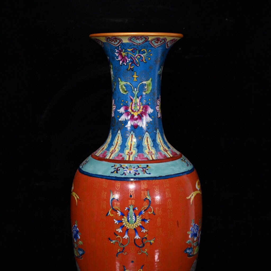館蔵珍品清雍正年製款古陶瓷品粉彩描金花卉瓶』置物賞物貴重物品収蔵品