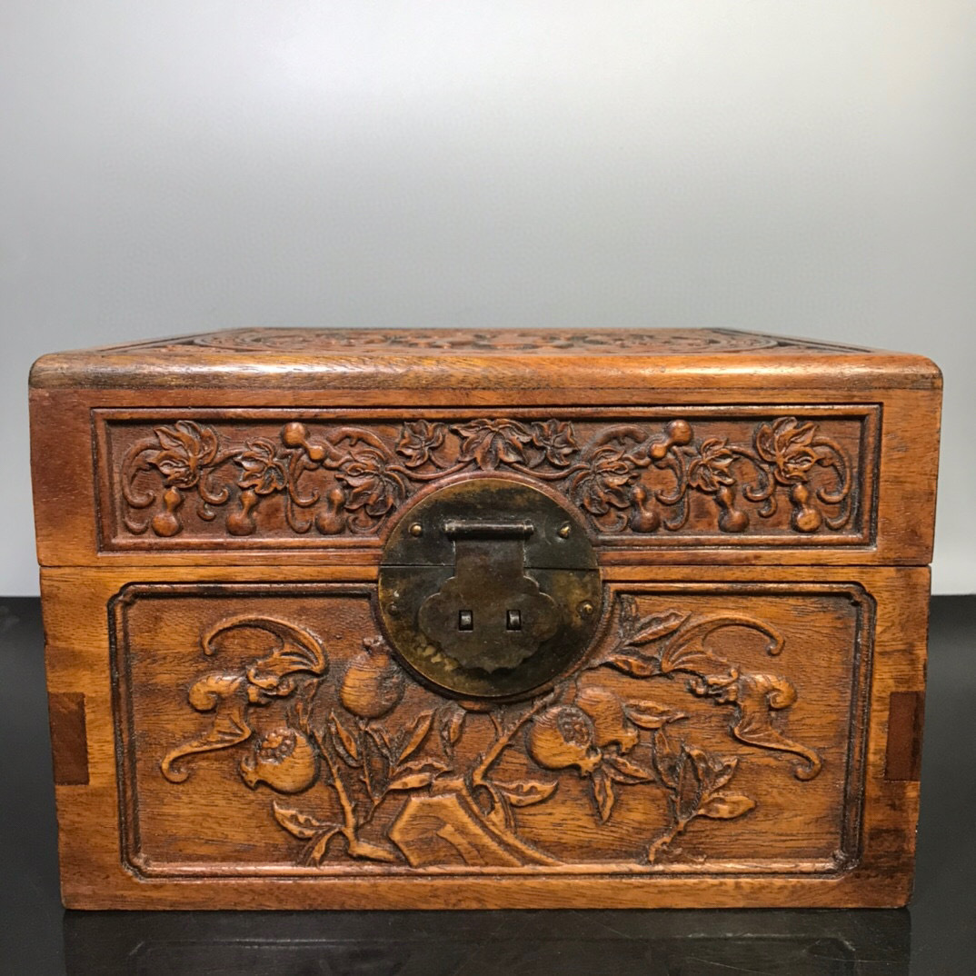 館蔵珍品 花梨木製 細密彫 百寶嵌 花鳥紋 首飾盒』置物 賞物 貴重物品