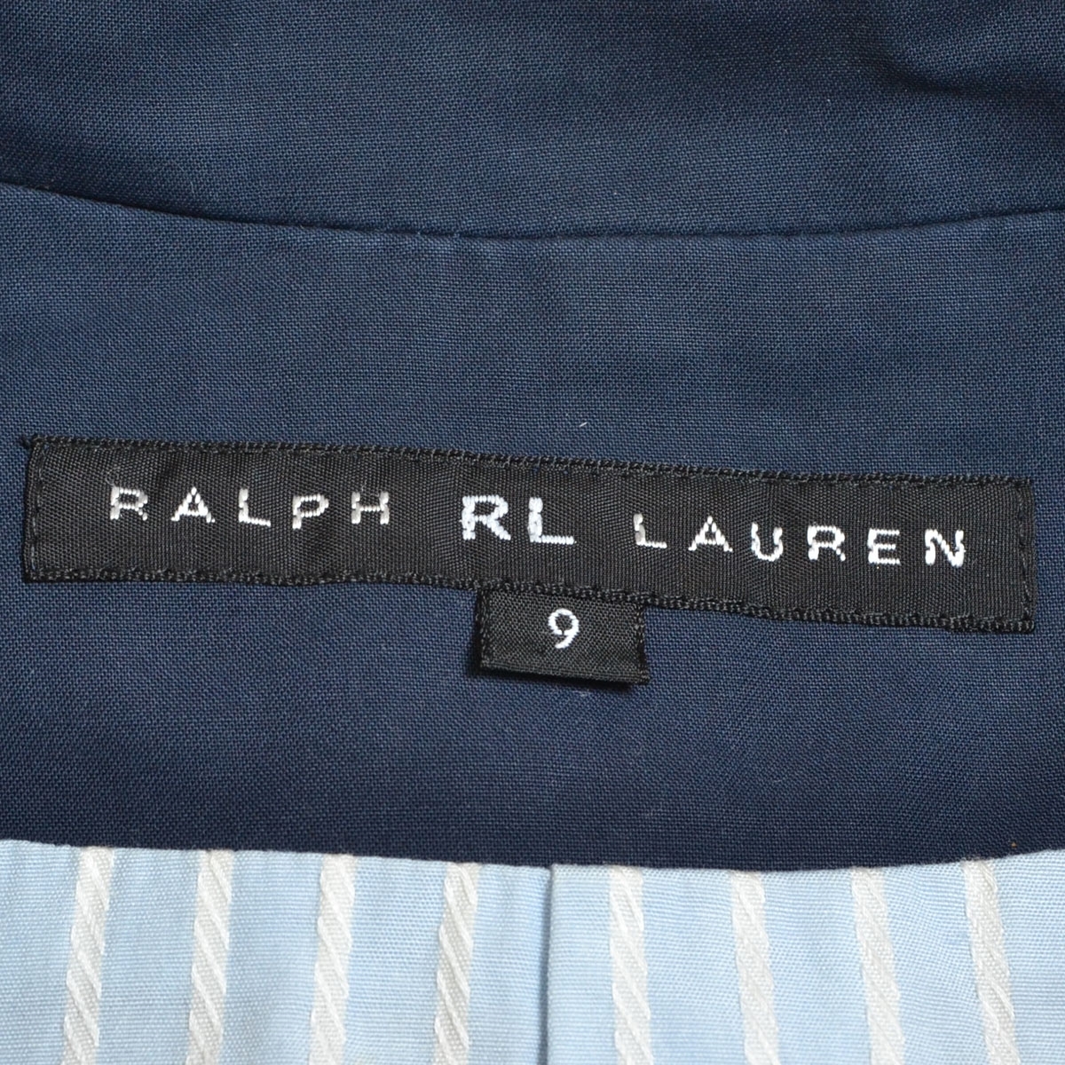 □392925 RALPH LAUREN ラルフローレン □ステンカラーコート サイズ9 コットン レディース ネイビー_画像7