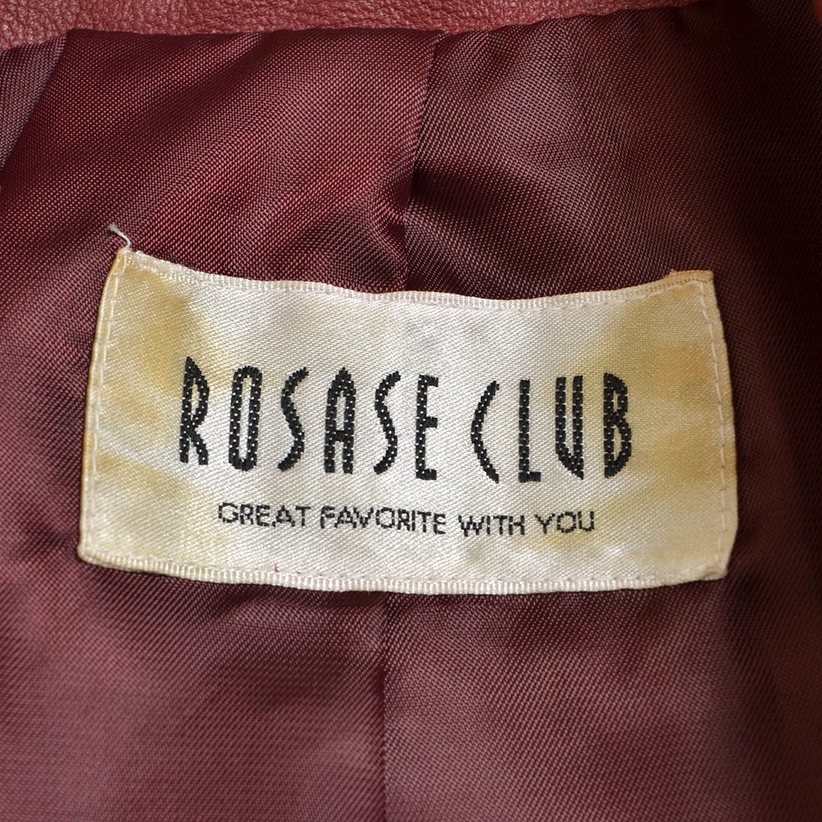 □425272 ROSASE CLUB ローザスクラブ □ラムレザージャケット テーラードジャケット サイズM 羊革 レディース レッド_画像7