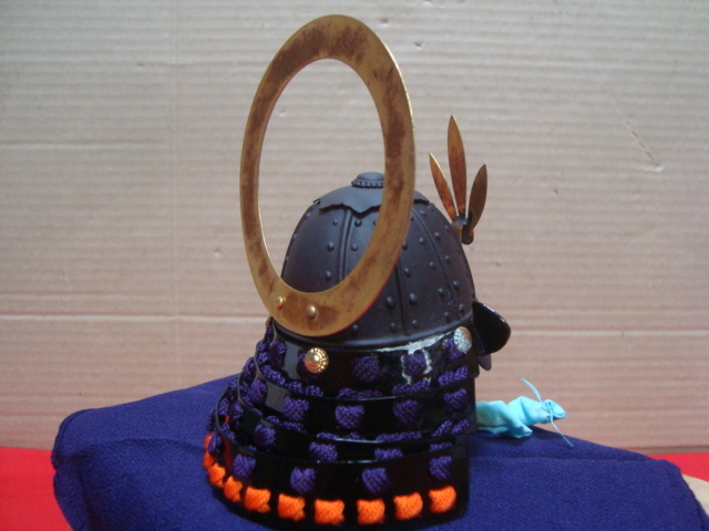 甲冑師 名工☆加藤一冑 作☆安部豊後守 輪抜後立兜☆ミニ兜 桐製 元箱