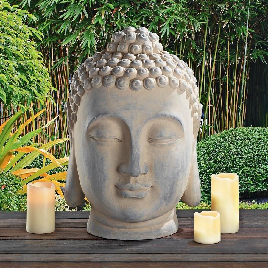 精神的な瞑想の仏頭彫像 53cmイテリア置物 和風彫刻 屋外仏像 日本庭園:アート彫刻 プレゼント 贈り物 輸入品