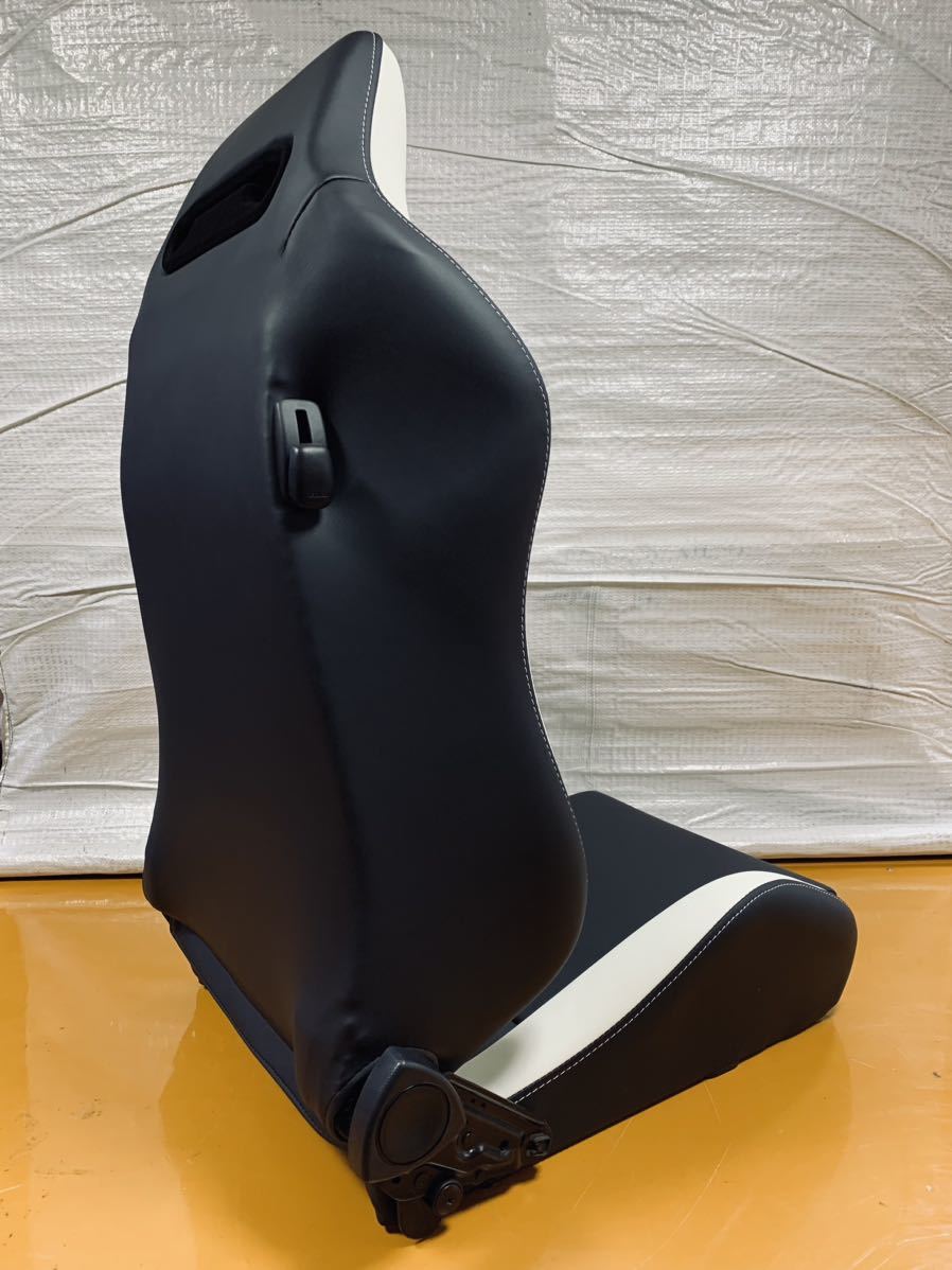 37.38.レカロ RECARO 2脚セット SR-3 黒×白フェイクレザー張り替え