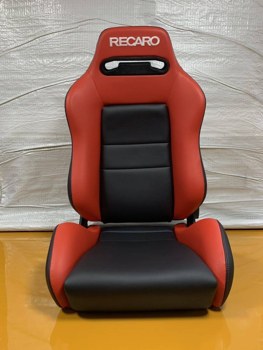 1.2.レカロ RECARO 2脚セット SR-3 黒×赤フェイクレザー張り替え