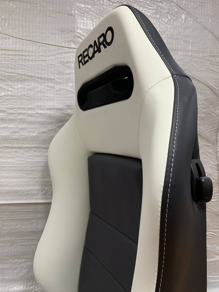 16.17.レカロ RECARO 2脚セット SR-3 黒×白フェイクレザー張り替え