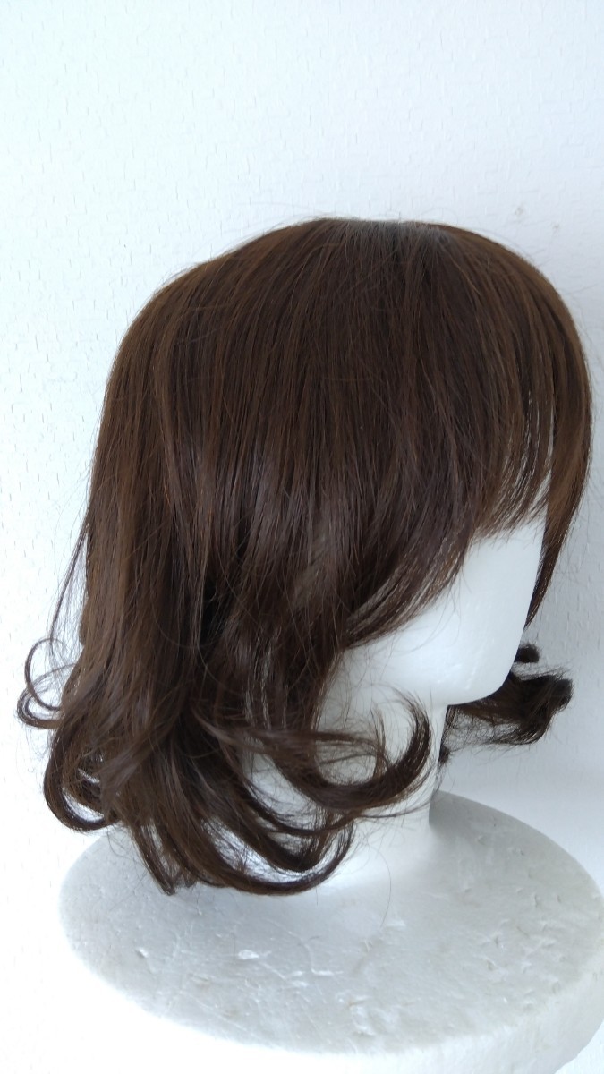 2022新入荷 人毛100%ふわふわカールボブウィッグ□明るいブラウン□毛
