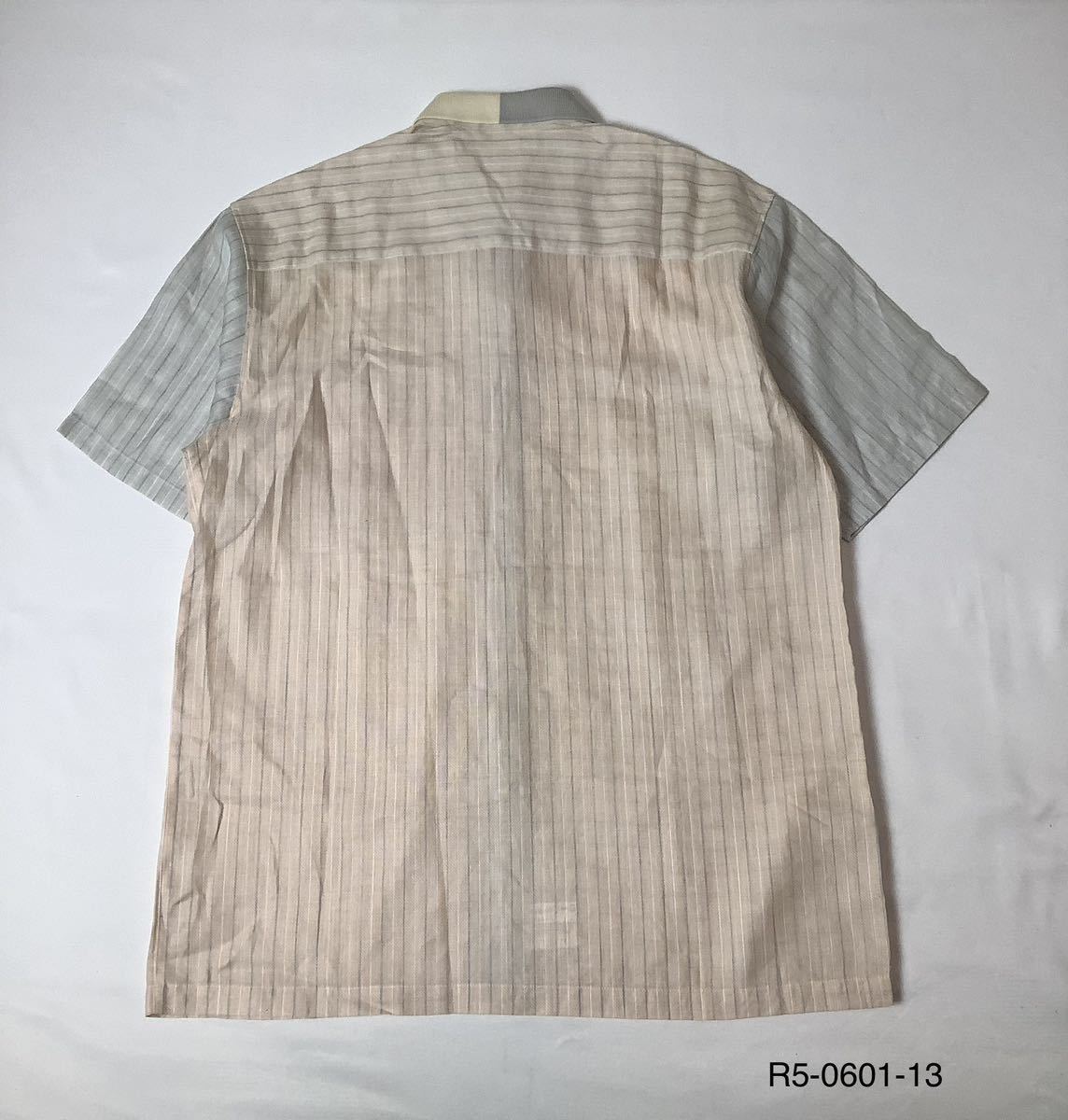 (未使用) ARAMIS アラミス // 半袖 リブ衿 麻混 コットン シャツ (ペールピンク系)サイズ Lの画像2