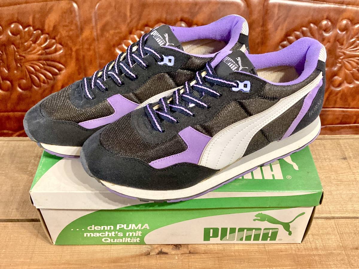 ★☆90s!希少レア!!PUMA HORNET 黒/紫 26.5cm プーマ ホーネット ブラック/パープル ナイロン デッドストック ビンテージ 236☆★