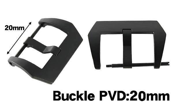 *...*PVD-20d* clock band for buckle black * tail pills part 20mm for 