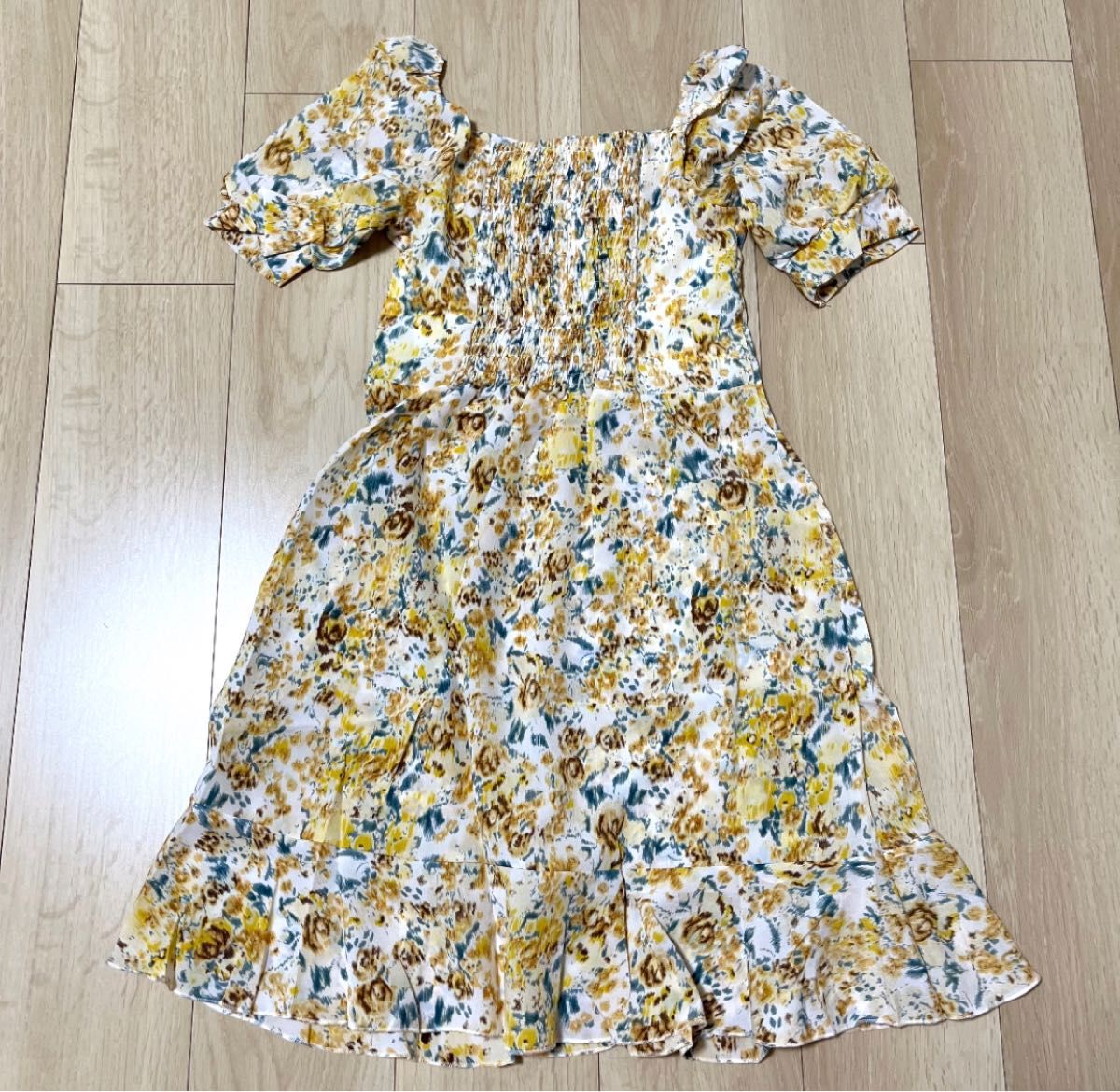 Alice+Olivia 春夏 ミニ ドレス ワンピース フレア 花柄 イエロー 新品】韓国 レディース ミニワンピース 花柄 フリル フレア