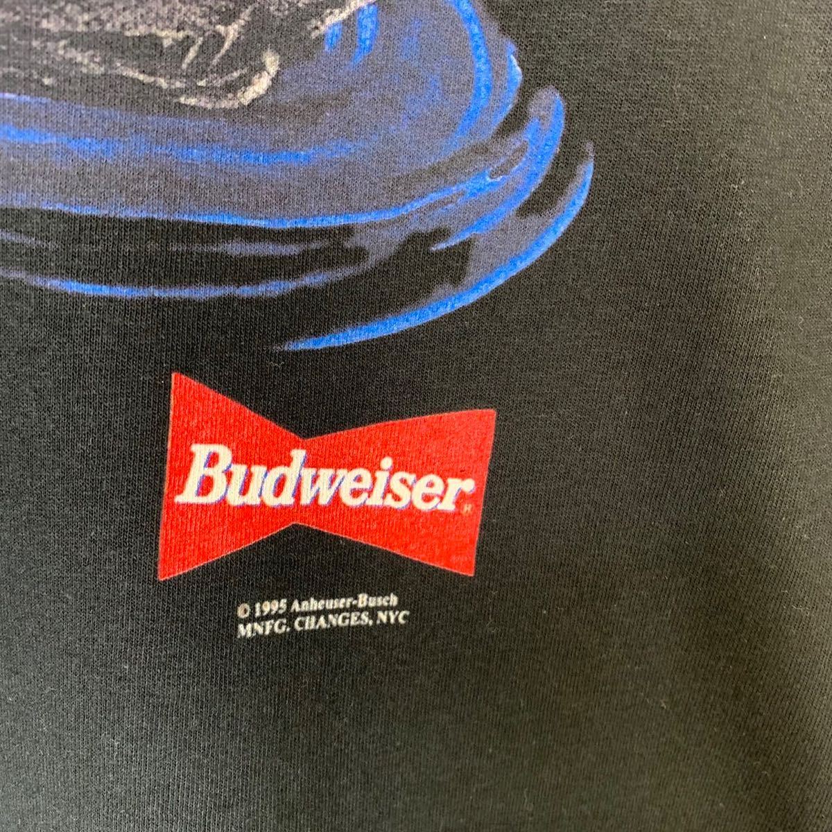 Budweiser バドワイザー ビールTシャツ 両面プリント カエル 企業 ビア beer 蛙 ロゴ アメリカ 黒 ブラック Beer キャラクター マスコット