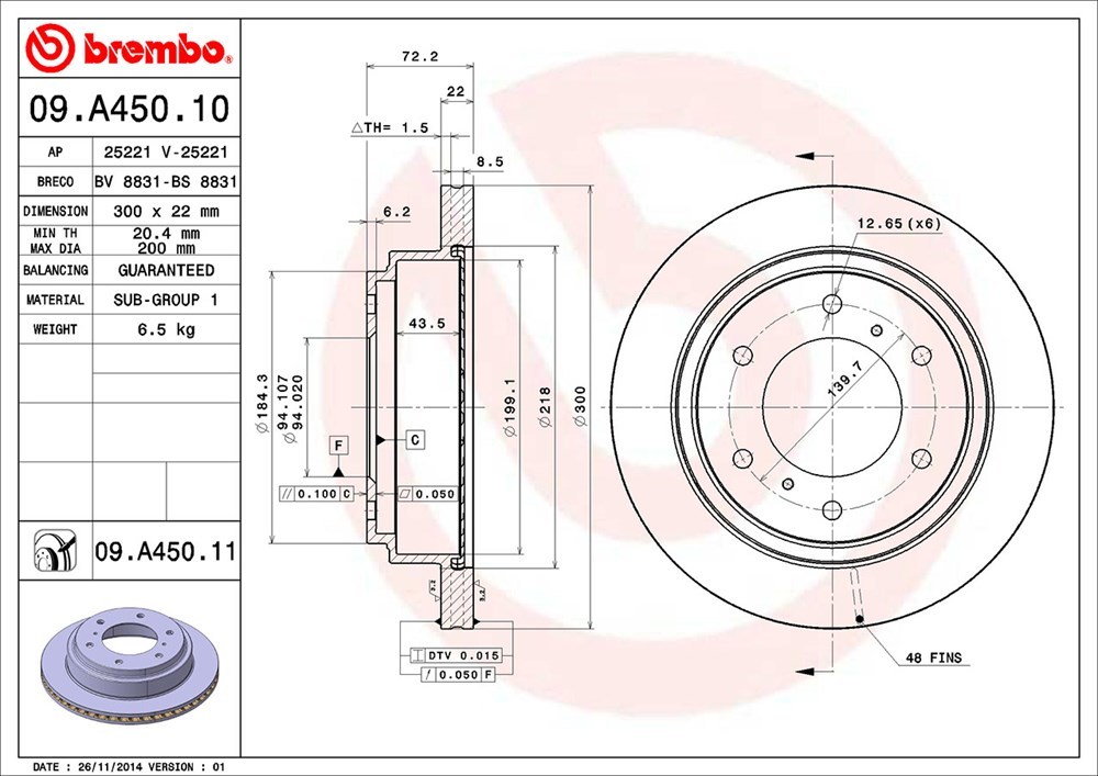 brembo ブレンボ ブレーキローター 1台分セット パジェロ V63W V65W V68W H11.6～H18.8_画像4
