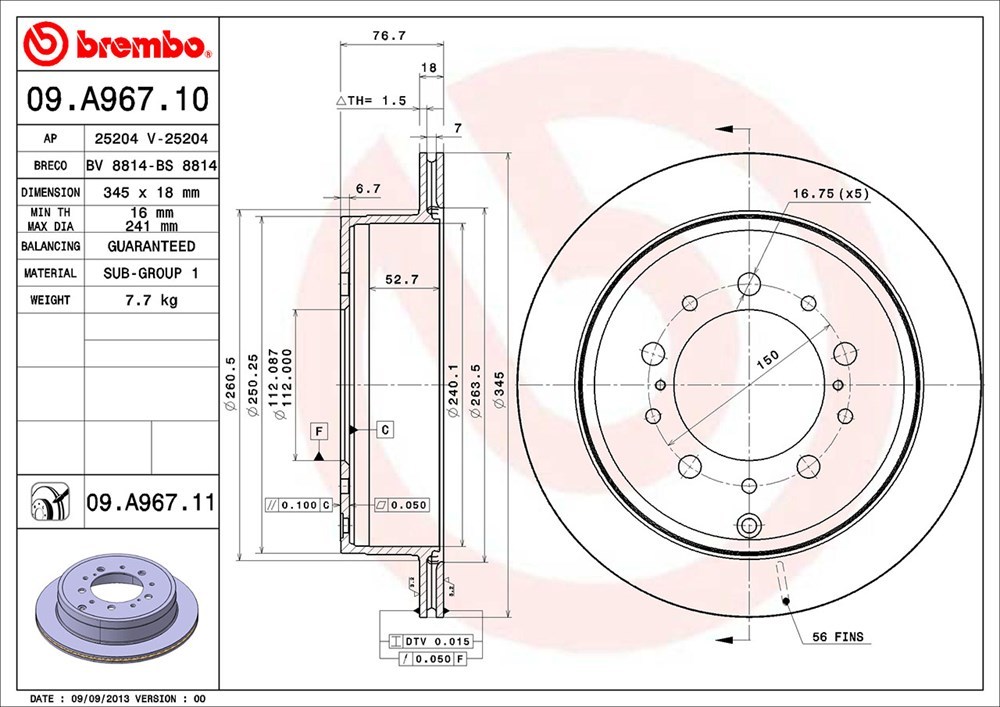 brembo Brembo тормозной диск задний Lexus LX570 URJ201W H27.9~