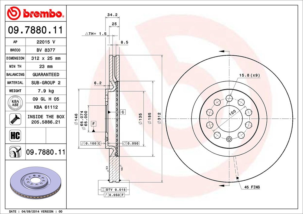 brembo ブレンボ ブレーキローター 1台分セット アウディ TTロードスター 8NAUQ 8NBAUF 8NBVR H11～H18 FF 5MT&6SAT 1.8T_画像3