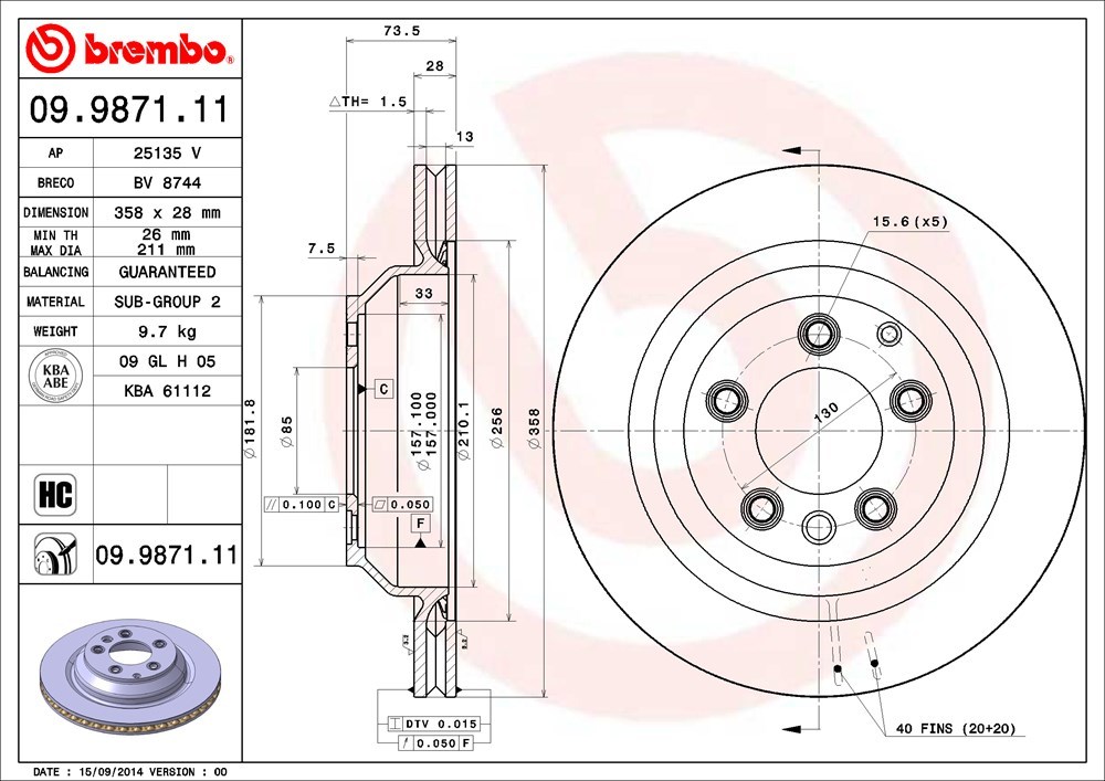 brembo ブレンボ ブレーキローター リア用 ポルシェ カイエン (955) H17.2～H18.12 ターボ ハイパフォーマンスエディション 500ps_画像3