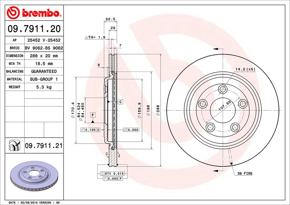 brembo ブレンボ ブレーキローター リア用 ジャガー XJ (X350/358) J71VA J71VB H16.4～H22.5 V6 XJ6 3.0 ～G49700_画像3