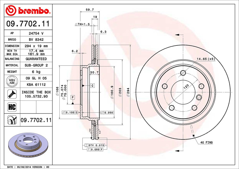 brembo ブレンボ ブレーキローター リア用 BMW 3シリーズ (E46) AV22 H13.1～H17.10 320i ツーリング 2.2L_画像3