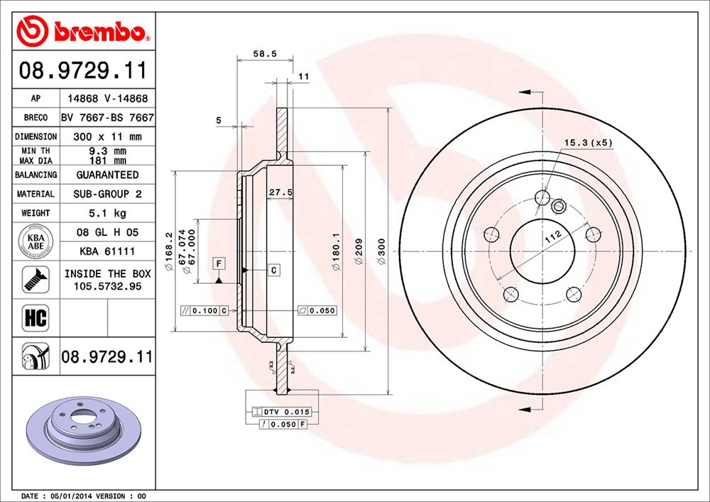 brembo ブレンボ ブレーキローター 1台分セット メルセデスベンツ Sクラス (W220) 220067 H14.11～H17.9 S350_画像4