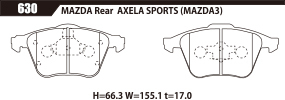 ACRE アクレ ブレーキパッド ライトスポーツ フロント用 アクセラスポーツ BK5P H15.10～H17.11 FF 1.5L 100001～215801_画像2