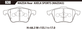 ACRE アクレ ブレーキパッド スーパーファイター フロント用 アクセラ BK5P H15.10～H17.11 FF 1.5L 100001～215801_画像2