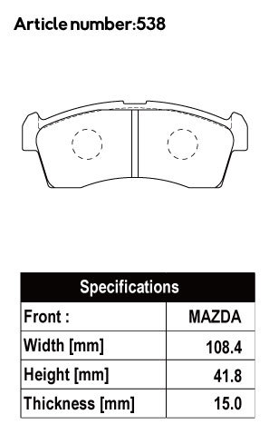 ACRE アクレ ブレーキパッド PC2600 フロント用 ワゴンR MH21S H15.9～H20.9 型式指定 12751_画像2