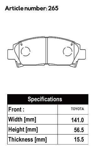 ACRE アクレ ブレーキパッド フォーミュラ700C フロント用 カローラレビン AE101 AE111 H3.6～H12.8 FF 1.6L スーパーストラット車_画像2