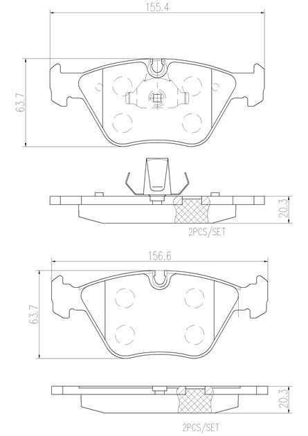 brembo ブレンボ セラミックブレーキパッド 1台分セット アルピナ B3 (E46) 3E50 H16～H17 Sクーペ 3.3L_画像2