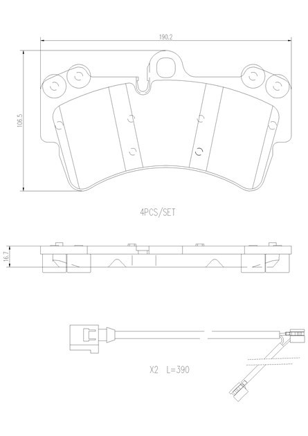 brembo ブレンボ セラミックブレーキパッド フロント用 ポルシェ カイエン (957) 9PAM4801 H18.12～H22.3 V8 S 4.8L_画像2