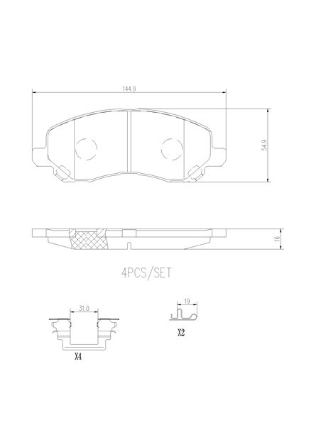 brembo ブレンボ セラミックブレーキパッド 1台分セット ジープ コンパス MK4924 H24.3～ 4WD 2.4L ABS付 リア:302mmディスク車_画像2
