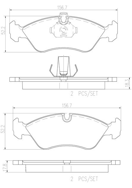 brembo ブレンボ セラミックブレーキパッド 1台分セット オペル アストラ XD180 XD180W XD180K H8～H10 16バルブ 1.8L_画像3