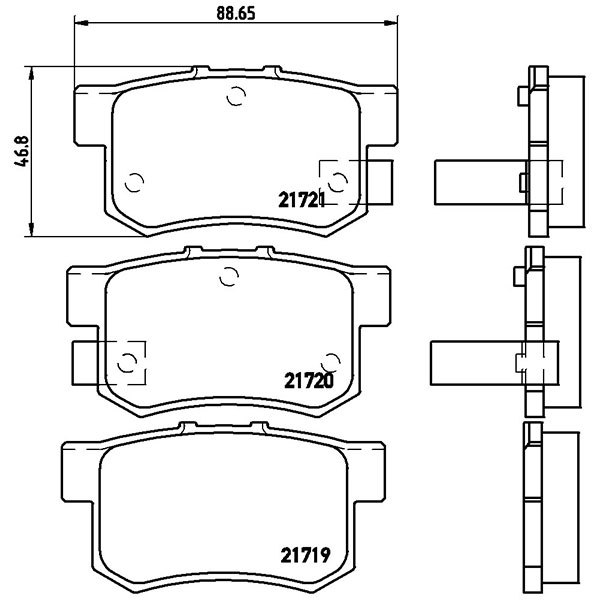 brembo ブレンボ ブラックブレーキパッド リア用 アコードワゴン CF2 H8.8～H9.9_画像3