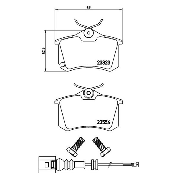 brembo ブレンボ ブラックブレーキパッド リア用 フォルクスワーゲン ルポ 6EAVY H15～ GTi 1.6L センサー付き_画像3