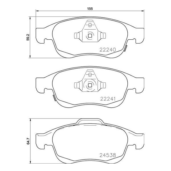 brembo ブラックパッド フロント フィアット 500X 33414 H27.10～R1.5 16バルブ TB FF 1.4L ATE 140ps(281x26mm)_画像3