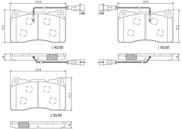 brembo ブレンボ セラミックブレーキパッド フロント用 アルファロメオ アルファ147 937AXL H15.10～ GTA 3.2L フロントディスク 330x32mm_画像3