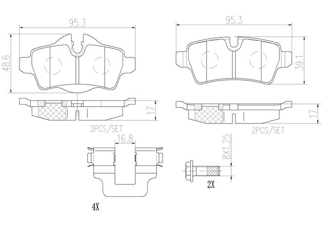 brembo ブレンボ セラミックブレーキパッド 1台分セット ミニ (R56) MFJCW H20.9～H22.9 ジョンクーパーワークス フロント:4POT_画像3