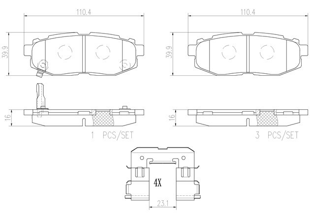 brembo ブレンボ セラミックブレーキパッド リア用 レガシィツーリングワゴン BRG H24.5～ 2.0 GT DIT (アイサイト含む)_画像2