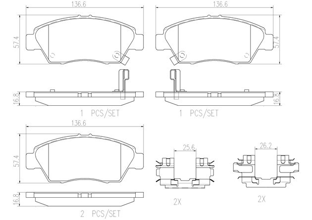 brembo ブレンボ セラミックブレーキパッド フロント用 フリード GB3 H20.5～H22.11 1000001～1300000_画像2