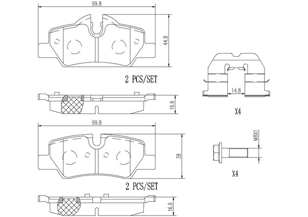 brembo ブレンボ セラミックブレーキパッド 1台分セット ミニ (F54/F56) XMJCW LVJCW H27.5～ ジョンクーパーワークス_画像3