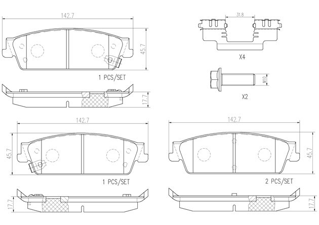 brembo ブレンボ セラミックブレーキパッド リア用 キャデラック エスカレード H27～ 4WD 6.2L_画像2