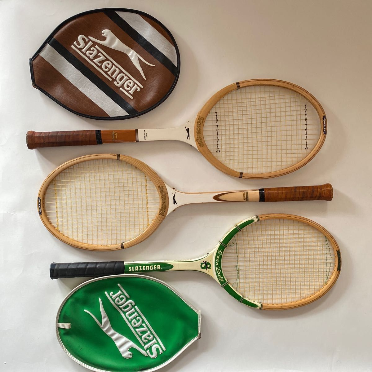 スラセンジャーヴィンテージラケット3本組み 70s ウッドslazenger