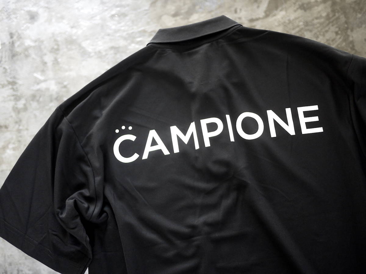 23ss NY購入/M/BLACK/''CAMPIONE'' with BLK Shield Label Big Silhouette polo shirt /GOLF/鹿の子 ビッグシルエット ポロシャツ/ゴルフ
